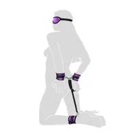 Hand-Fuß-Fessel und Augenmaske, schwarz/lila Hand-Fuß-Fessel und Augenmaske, schwarz/lila