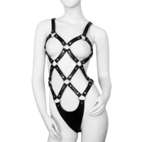 Lederharness "Split" mit metallischen Elementen Lederharness "Split" mit metallischen Elementen