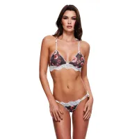 Baci Lingerie – GREY FLORAL & LACE BH-Set mit Schleifenslip – Weiß Baci Lingerie – GREY FLORAL & LACE BH-Set mit Schleifenslip – Weiß