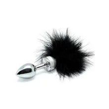 Edelstahl-Plug mit Feder, silber/schwarz Edelstahl-Plug mit Feder, silber/schwarz