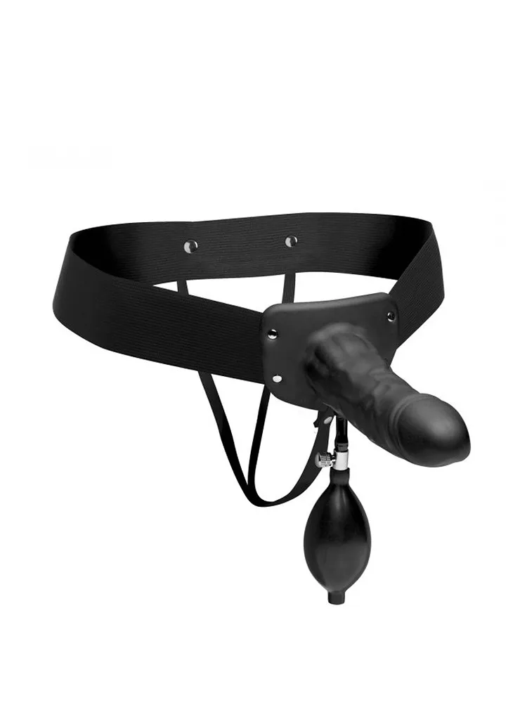 Master Series Pumper: Strap-On mit Pump-Dildo (hohl), schwarz Master Series Pumper: Strap-On mit Pump-Dildo (hohl), schwarz