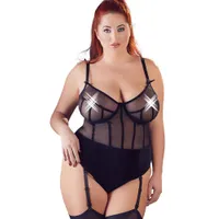 Netz-Samt-Strapsbody, schwarz (95 F) Netz-Samt-Strapsbody, schwarz (95 F)