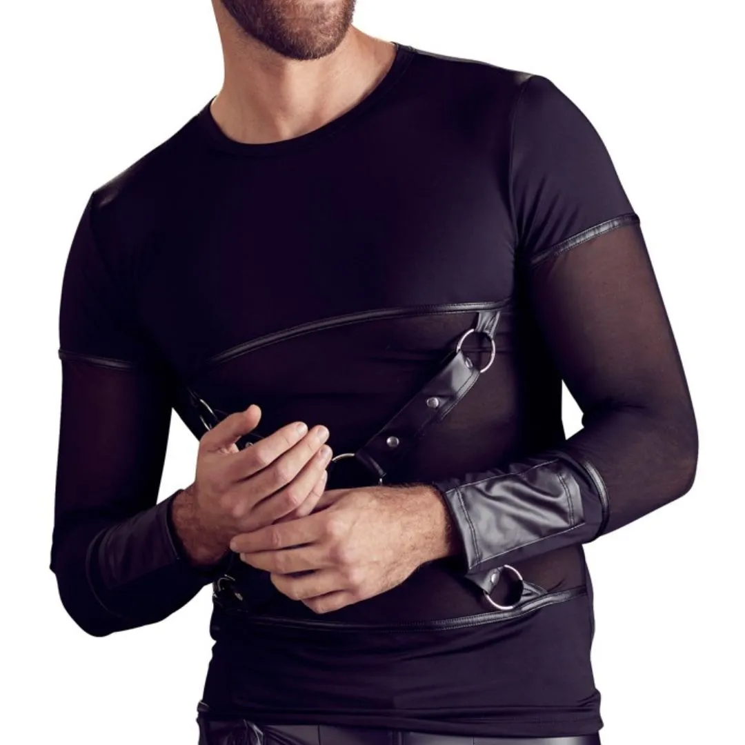 Langarm-Shirt im Mattlook mit abknöpfbarem Brustharness – Bild 4