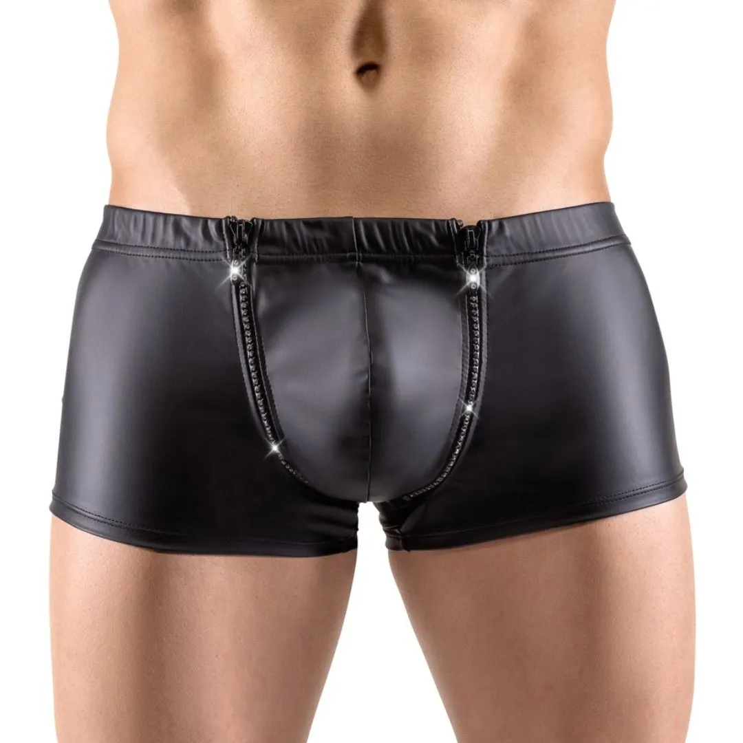 Pants im Mattlook mit strassbesetztem Front-Zip Pants im Mattlook mit strassbesetztem Front-Zip