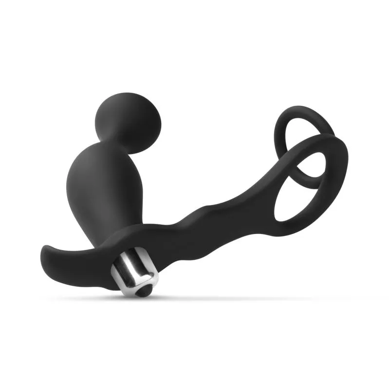 Prostata-Vibrator & Cock- und Ballring - Schwarz Prostata-Vibrator & Cock- und Ballring - Schwarz