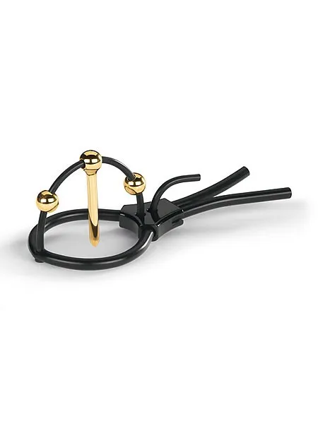 Mystim Plunging Pete Corona Strap: Elektro-Dilator mit Eichelring, schwarz/gold Mystim Plunging Pete Corona Strap: Elektro-Dilator mit Eichelring, schwarz/gold