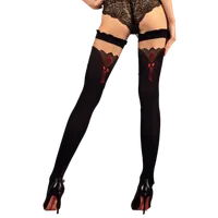 beige schwarze Stockings mit rotem Muster beige schwarze Stockings mit rotem Muster