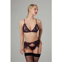 Christine - Axelle 3-tlg Set - Offener Schritt & Cups Lila Christine - Axelle 3-tlg Set - Offener Schritt & Cups Lila