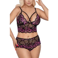 Spitzenset 2tlg. aus pink schwarzer Spitze Spitzenset 2tlg. aus pink schwarzer Spitze