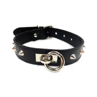 Leather O Ring Studded Collar Leather O Ring Studded Collar