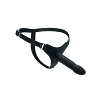 Silikon-Strap-On mit gerilltem Dildo (16cm), schwarz Silikon-Strap-On mit gerilltem Dildo (16cm), schwarz