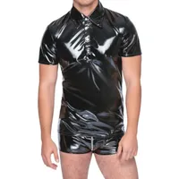 Polo-Shirt aus Lack mit Kragen und Druckknopfleiste Polo-Shirt aus Lack mit Kragen und Druckknopfleiste