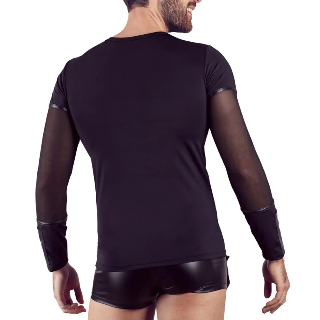 Langarm-Shirt im Mattlook mit abknöpfbarem Brustharness – Bild 3