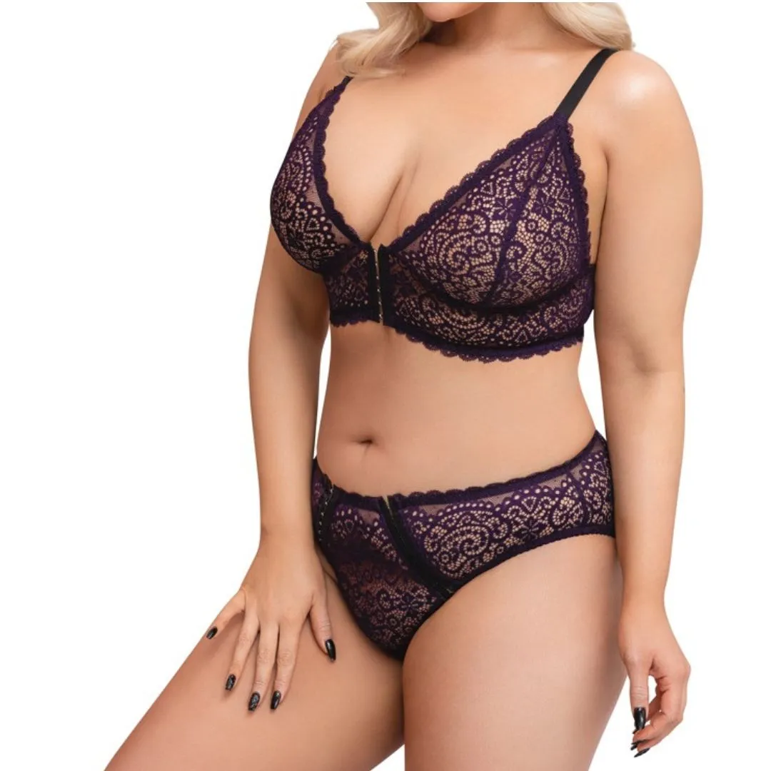 Bralette plus Slip aus lila Spitze – Bild 5