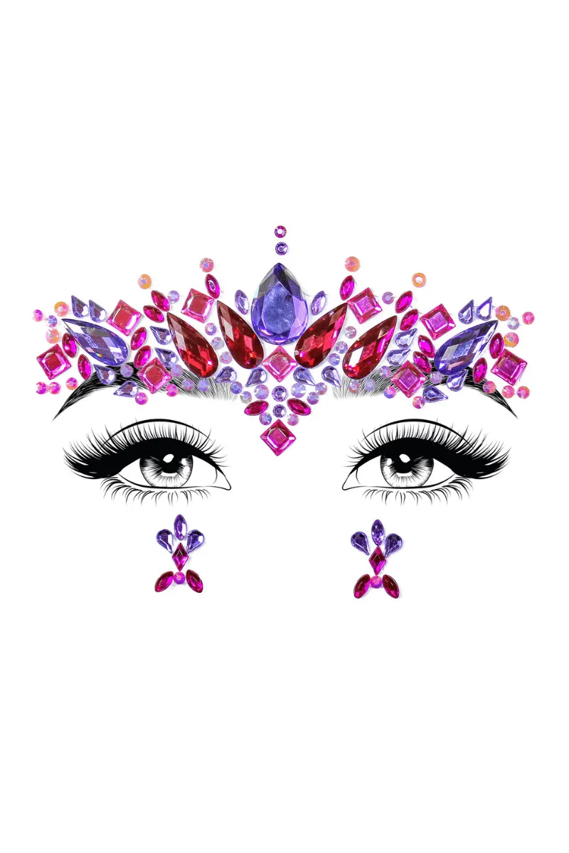 Schmucksticker Gesicht Tropfen pink lila Schmucksticker Gesicht Tropfen pink lila