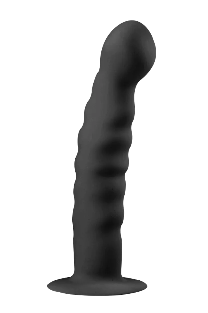Saugnapf-Dildo mit geripptem Schaft schwarz - Ø 2,8cm Saugnapf-Dildo mit geripptem Schaft schwarz - Ø 2,8cm