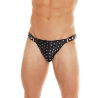 Lederstring mit Nieten, schwarz (One Size) Lederstring mit Nieten, schwarz (One Size)