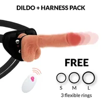 Strap-on mit Dildo "Master Huck", Fernbedienung und Penisringen Strap-on mit Dildo "Master Huck", Fernbedienung und Penisringen