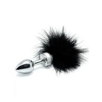 Edelstahl-Plug mit Feder, silber/schwarz Edelstahl-Plug mit Feder, silber/schwarz