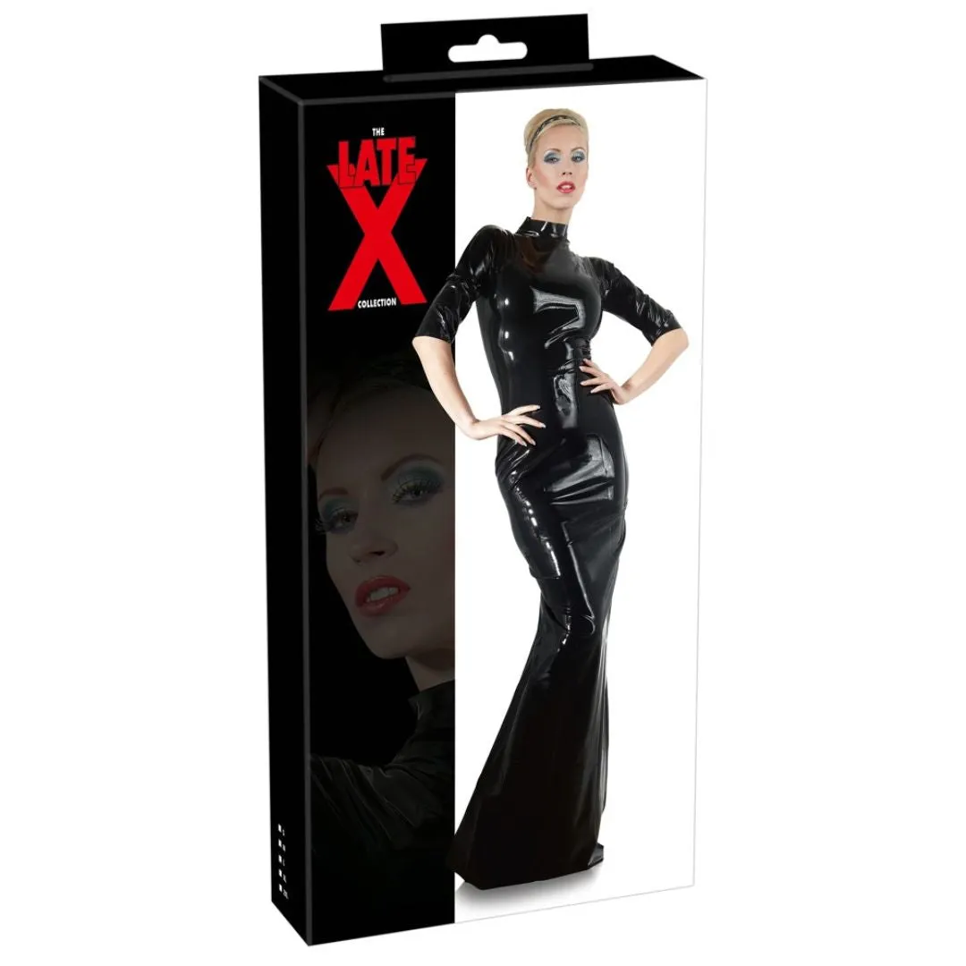 Maxi-Kleid aus Latex mit Reißverschluss und Stehkragen – Bild 5