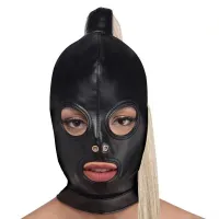 Blonde Pferdeschwanz Bondage Haube - Schwarz Blonde Pferdeschwanz Bondage Haube - Schwarz
