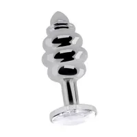 Rich R13: Analplug gerippt mit Kristall, silber (25mm) Rich R13: Analplug gerippt mit Kristall, silber (25mm)