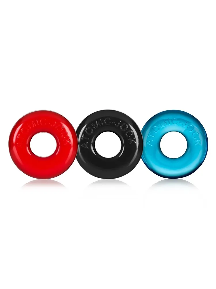 Ringer Cock Ring: Penisringe-Set, schwarz/rot/blau Ringer Cock Ring: Penisringe-Set, schwarz/rot/blau