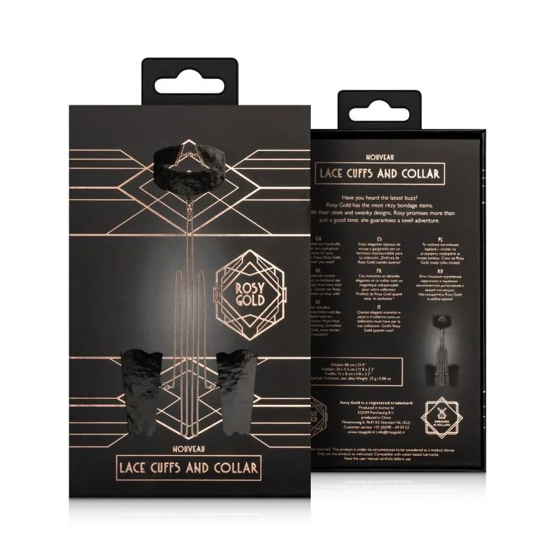Rosy Gold - Spitzenmanschetten und Halsband - Schwarz – Bild 3