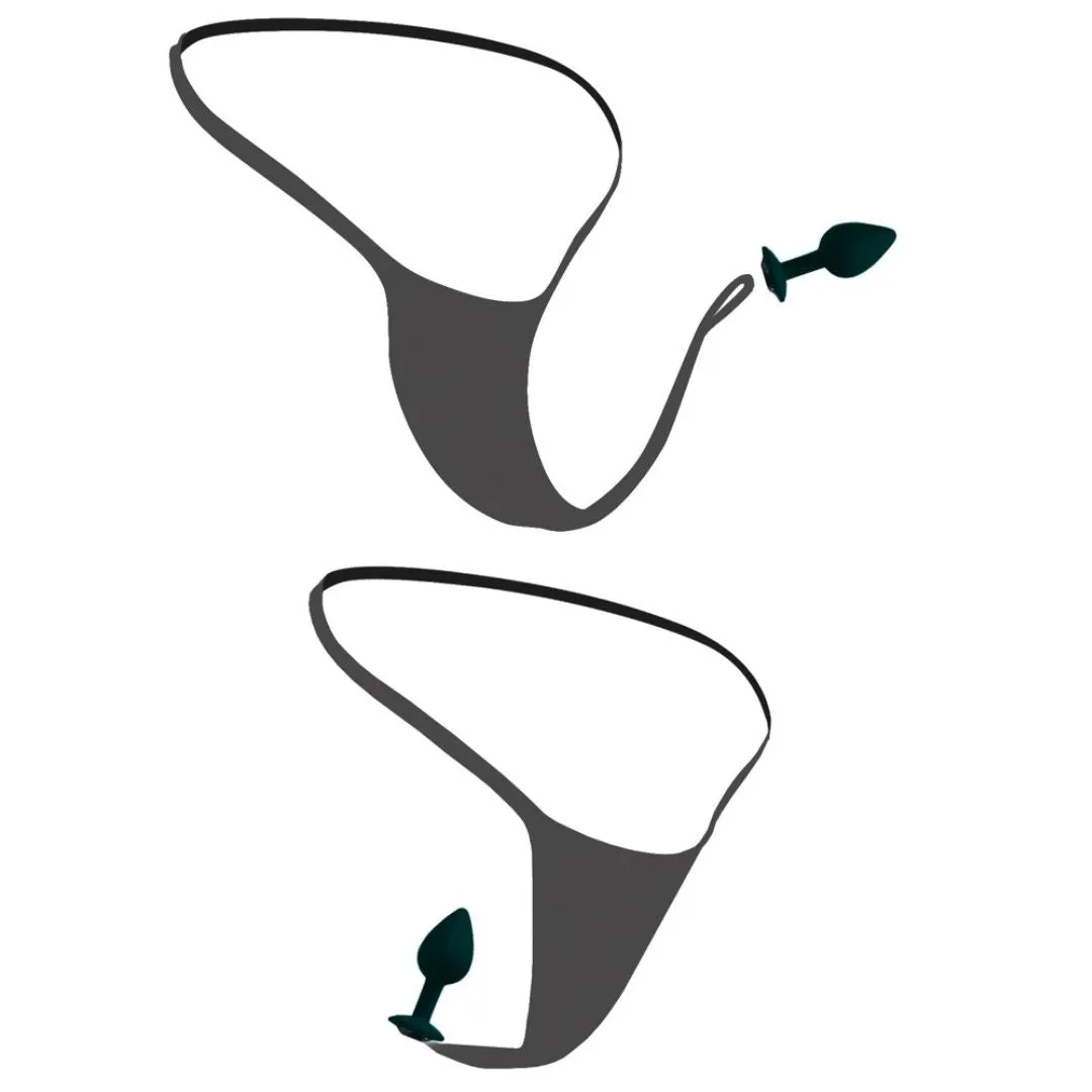 String mit doppeltem Bund und Schmuckstein-Analplug – Bild 5