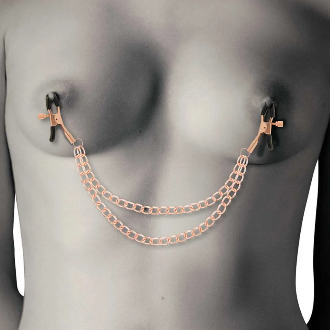 Nippelklemmen mit doppelter goldener Metallkette – Bild 3