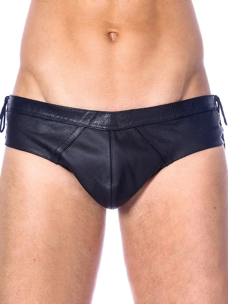 Leder-Brief mit Schnürung, schwarz (S/M) Leder-Brief mit Schnürung, schwarz (S/M)