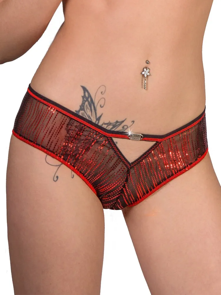 Eros Veneziani Lamé: Panty, rot/schwarz (L/XL) Eros Veneziani Lamé: Panty, rot/schwarz (L/XL)