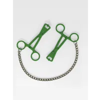 Scheren-Nippelklemmen mit Kette, grün Scheren-Nippelklemmen mit Kette, grün