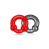 Ultraballs: Penis- und Hodenringset, grau/rot Ultraballs: Penis- und Hodenringset, grau/rot