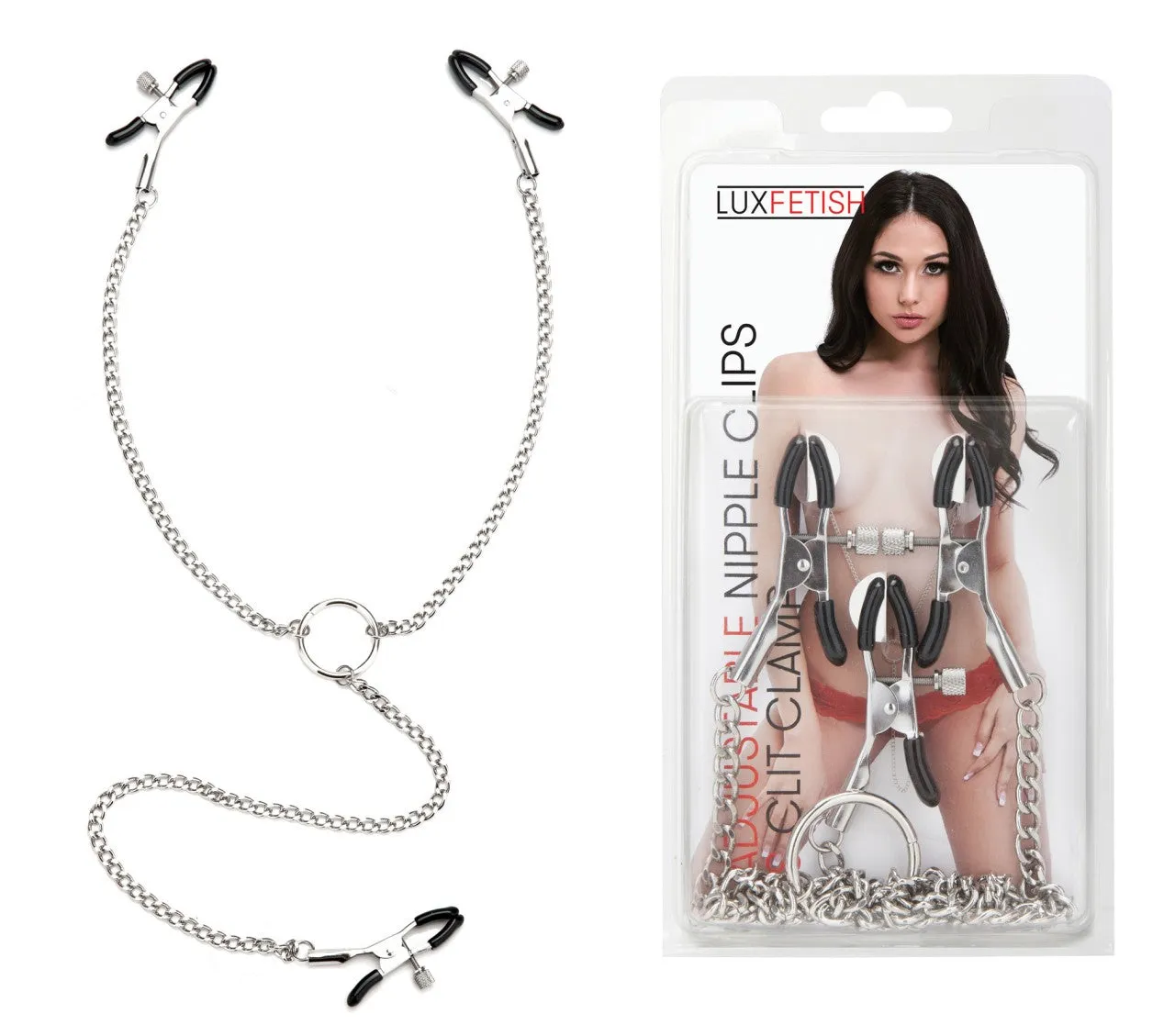 LUX FETISH Adjustable Nipple Clamps & Clit Clamp LUX FETISH Adjustable Nipple Clamps & Clit Clamp