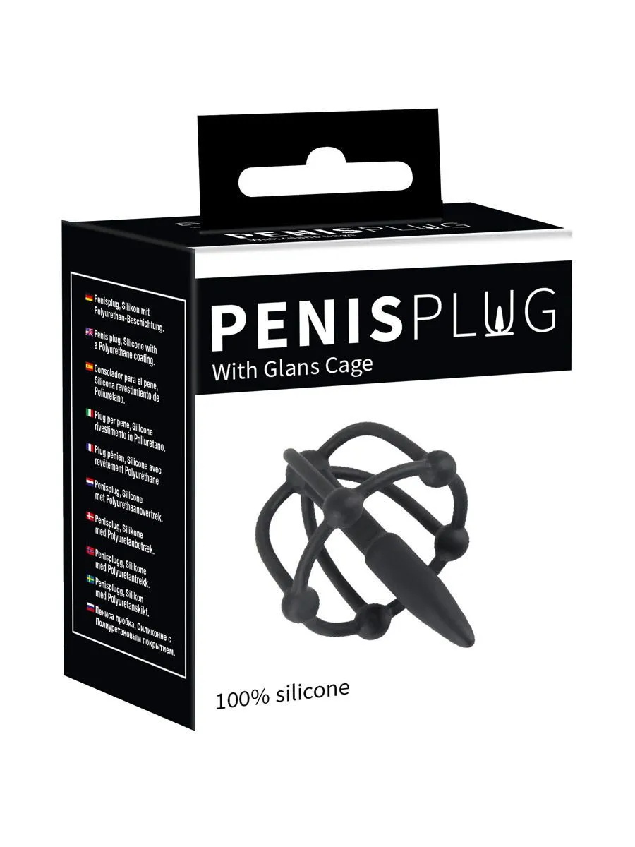 Penis Plug with Glans Cage: Penisplug mit Eichelkäfig, schwarz Penis Plug with Glans Cage: Penisplug mit Eichelkäfig, schwarz