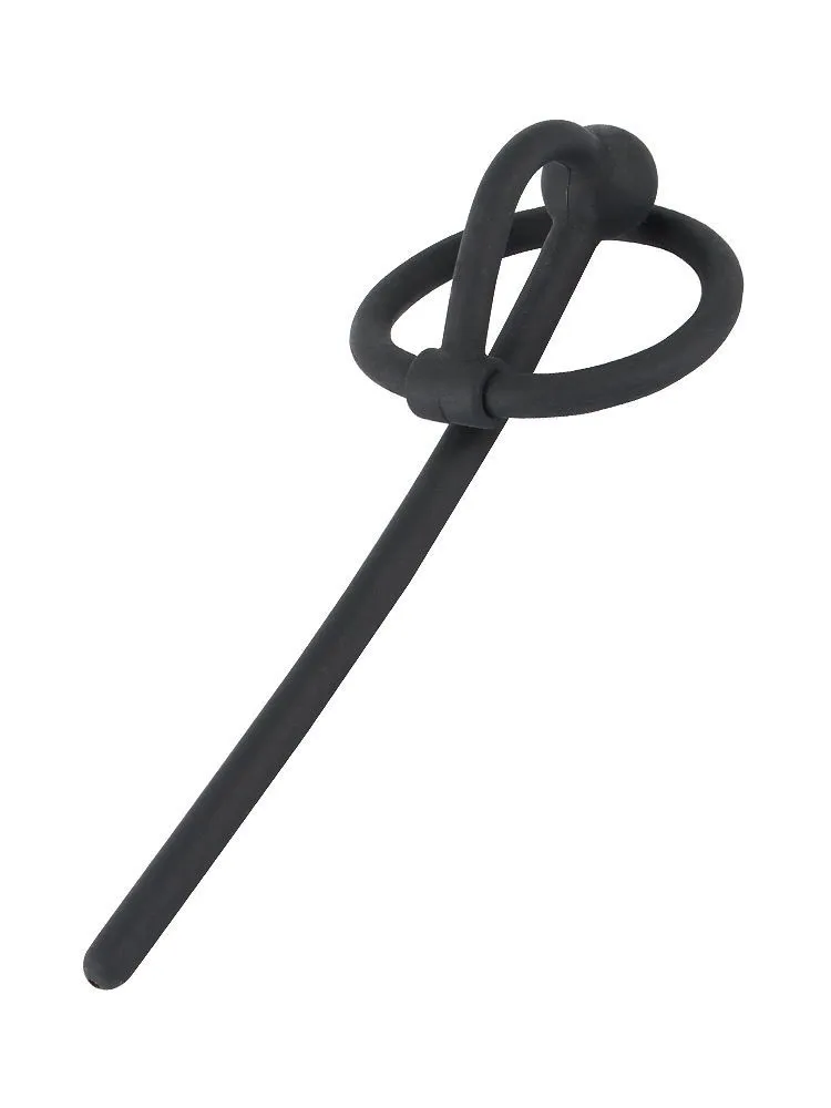 Piss Play: Penisplug mit Eichelring, schwarz Piss Play: Penisplug mit Eichelring, schwarz