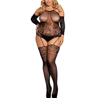 Straps-Bodystocking mit Armstulpen Plus Size Straps-Bodystocking mit Armstulpen Plus Size