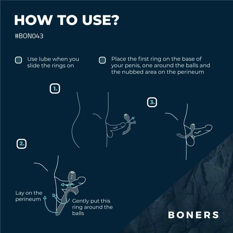 Boners »Dreifachpunkte« Penisring mit Vibration – Bild 3