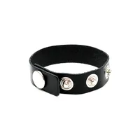 Leder-Penisriemen mit Druckknopf, schwarz Leder-Penisriemen mit Druckknopf, schwarz