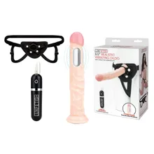 LUX FETISH 8.5" Realistic Vibrating Dildo & Strap-on Harness Set LUX FETISH 8.5" Realistic Vibrating Dildo & Strap-on Harness Set
