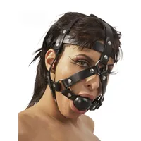 Leder-Kopfgeschirr mit Ballknebel, schwarz Leder-Kopfgeschirr mit Ballknebel, schwarz