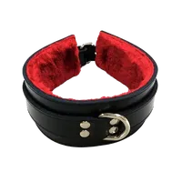Fur Collar Black/Red Leather Fur Collar Black/Red Leather