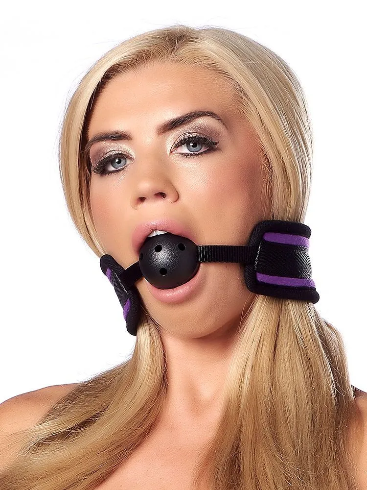 Softbondage Ballknebel, lila/schwarz Softbondage Ballknebel, lila/schwarz