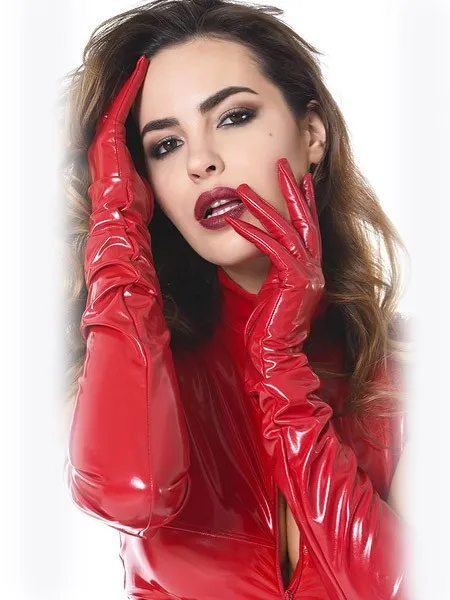 Patrice Catanzaro: Lack-Handschuhe, rot (S) Patrice Catanzaro: Lack-Handschuhe, rot (S)