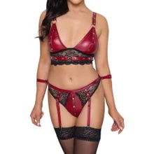 Bralette plus Straps-Slip im Mattlook mit Nieten Bralette plus Straps-Slip im Mattlook mit Nieten