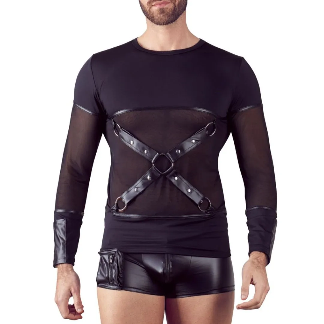 Langarm-Shirt im Mattlook mit abknöpfbarem Brustharness Langarm-Shirt im Mattlook mit abknöpfbarem Brustharness