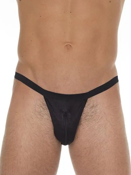 String mit Reißverschluss, schwarz (One Size) String mit Reißverschluss, schwarz (One Size)