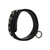 Halsfessel aus schwarzem Echtleder mit Ring der O Halsfessel aus schwarzem Echtleder mit Ring der O