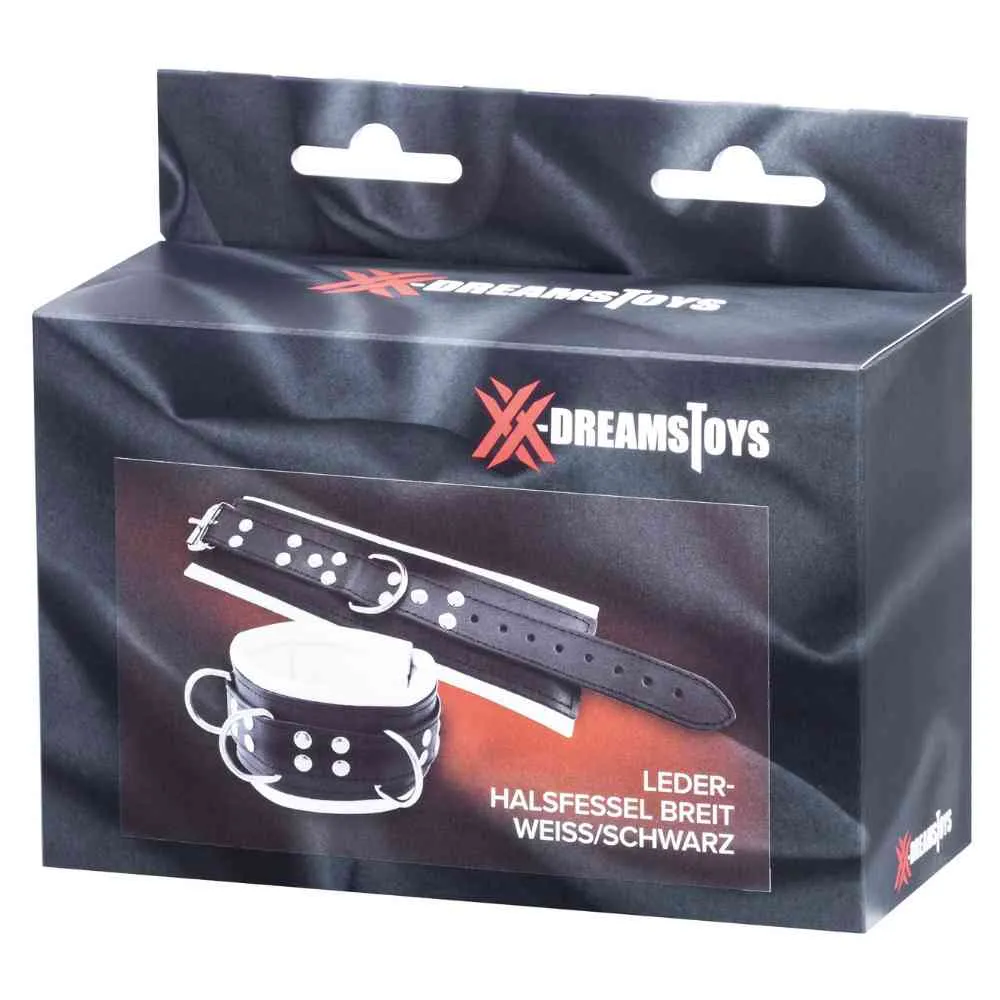 Breite Leder-Halsfessel mit D-Ringen – Bild 5